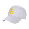 Nummer 6, Gelbe Sechs, Sportnummer 6 Baseballkappe Golf Strandhut Vintage Damen Strandvisier Unisex