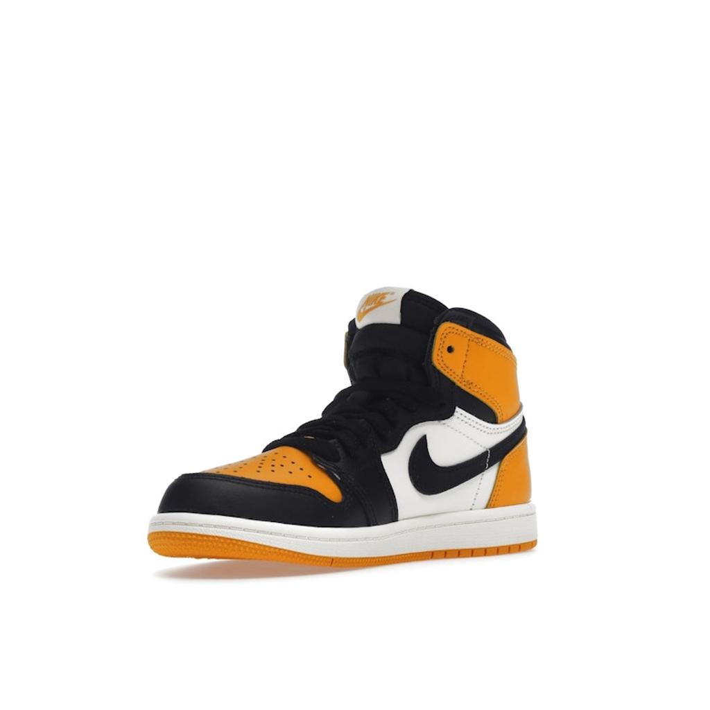 Air Jordan 1 Retro High OG PS Yellow Toe Kids Sneakers Taxi Black Sail AQ2664-711