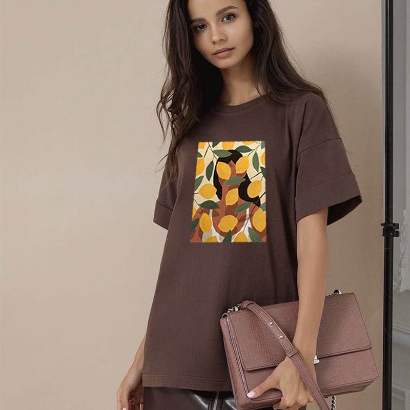 Hirsionsan Vintage Printing Cotton T Shirts Women New Soft Harajuku Loose Female Tees England Style Summer Casual Tops Gotic Graphic T Shirt