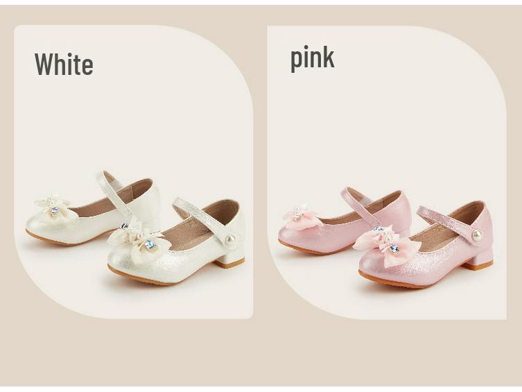 2025 Winter Mädchen Rosa Schleife Prinzessin Hohe Absätze: Modische & Vielseitige Lederschuhe