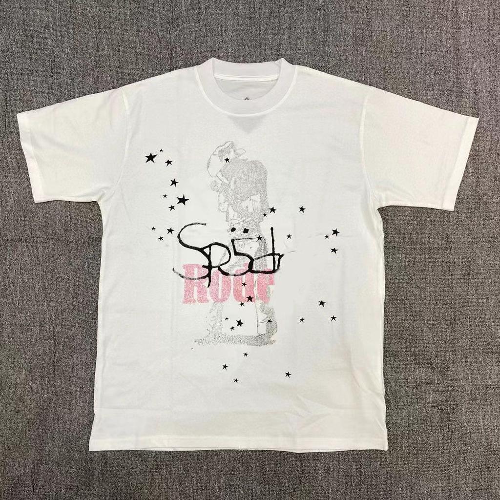 T-shirt Unisex con Stampa di Lettere in Schiuma Hip Hop Euro-Americano: Scollo Rotondo, Manica Corta, Design alla Moda