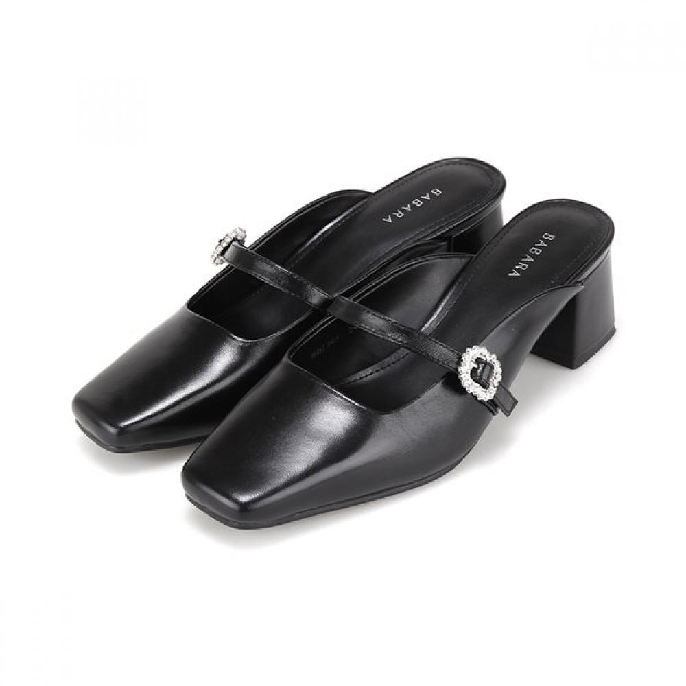 Barbara 5.5cm Dress Mule Leather Jewel Buckle 2colors Bbj205 225/01.black