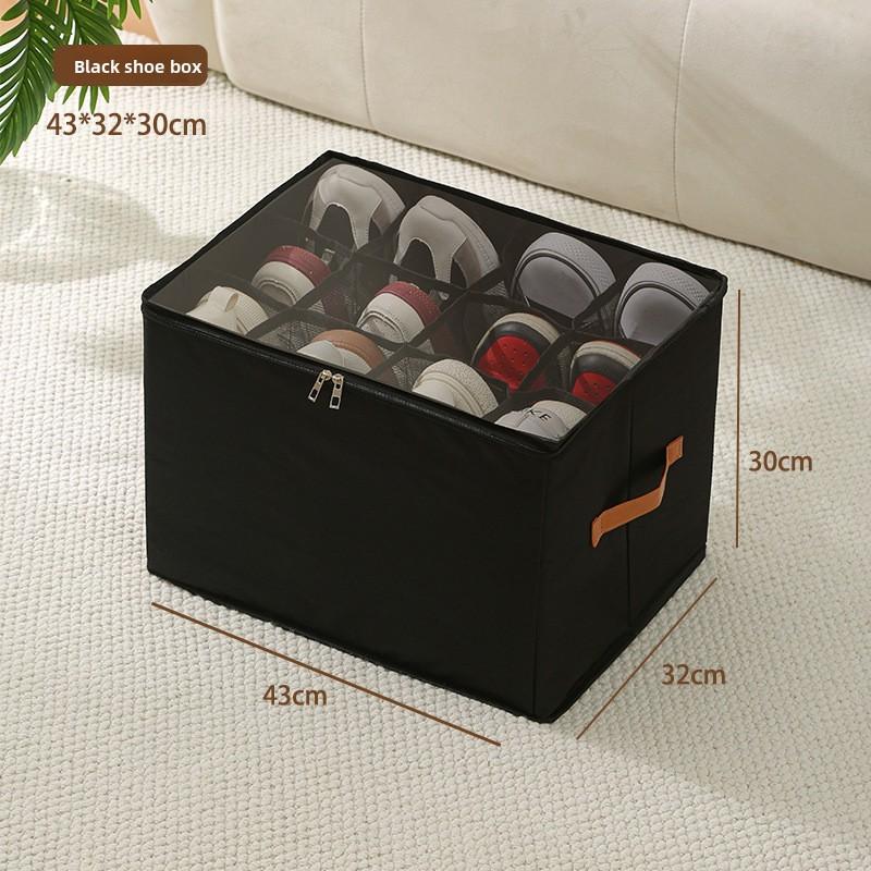 Oxford Cloth Shoe Storage Box With Lid And Dividers For Bedroom Closet Organization
