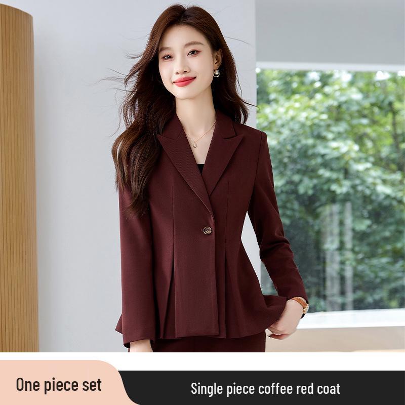 

Женский деловой костюм высокого класса: Элегантный комплект с длинным рукавом для весны и осени 4XL