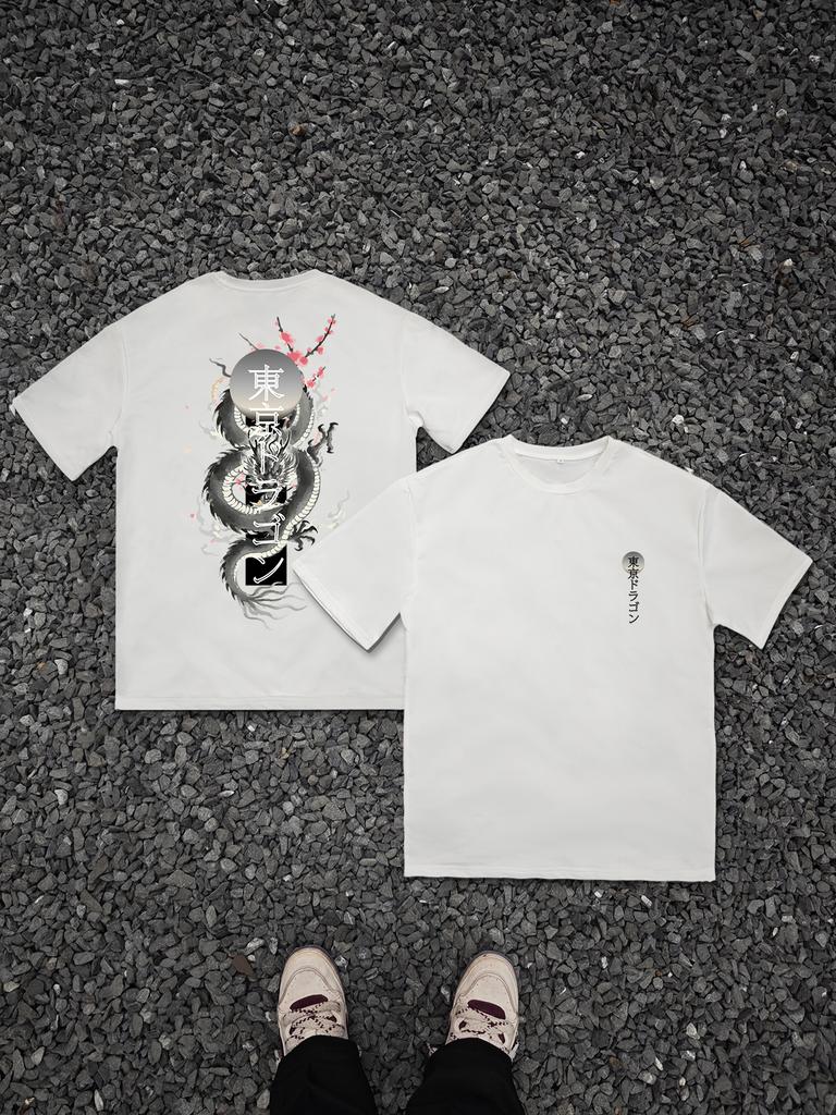 Tokyo Dragon Cherry Blossom3d Print Breatha Quickdry Unisexs Large Sized Tshirt Outdoor Street Fashion Parentchild Clothing