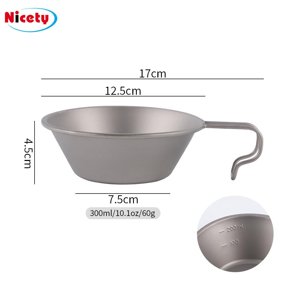 Outdoor Pure Titanium Snow Bowl Cooker Camping Boiling Water Camping Supplies Handle Foldable Picnic Portable Tableware Cup