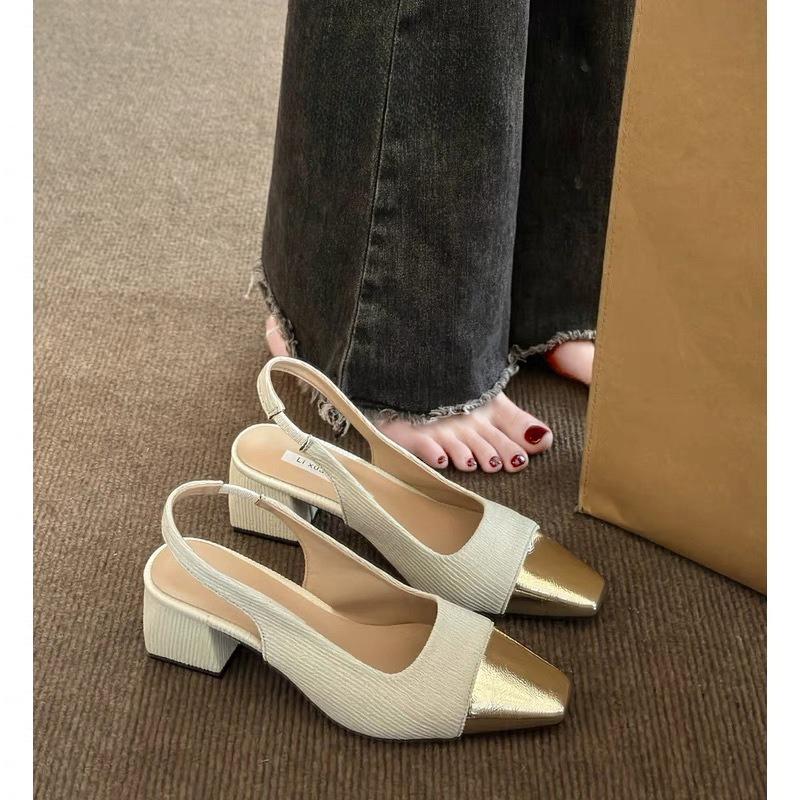 Women'S New Model Dress Sandal Mid Heel Comfort Sandals Fashion Women'S Shoes Pointed Simple Princess Shoes Mujer Zapatos