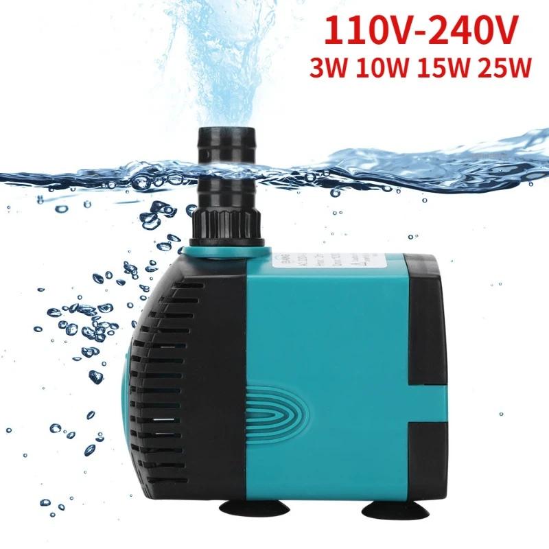 3W 10W 15W 25W 110V-240V Fish Tank Water Fountain Pump Filter Ultra-Quiet Submersible Fish Pond Aquarium Water Pump