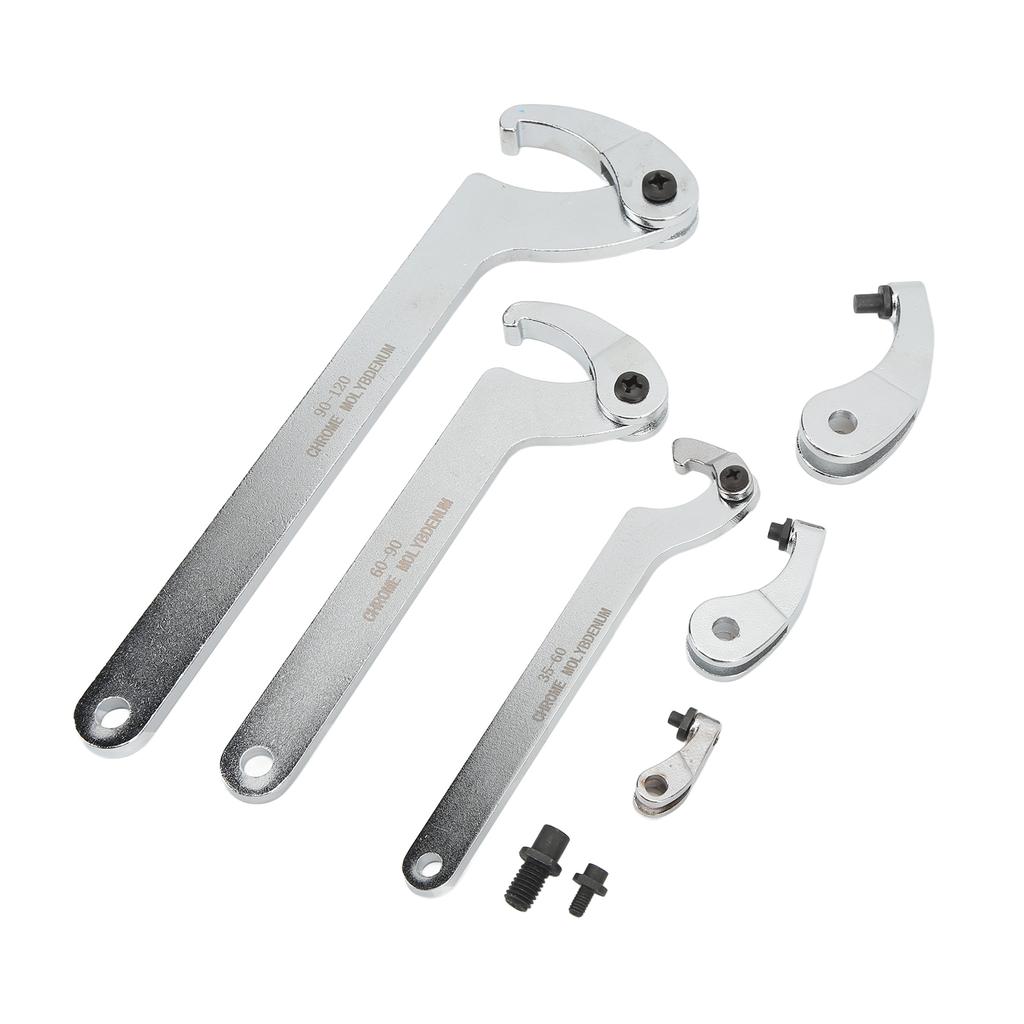 8 Pcs Adjustable Hook Pin Wrench 35‑120mm C Hook Round Head Spanner Set for Motorcycle Dirt Bike