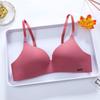 Popular French Simple British Ice Silk Bra One-piece Thick Cup Girl Gathering Steel Rimless Underwear