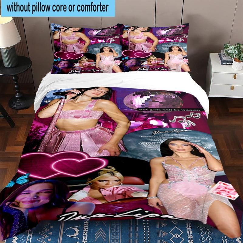 3PCS pop music Dua Lipa 3pcs Bedding,Including 3PCS Duvet Cover And 2pcs Pillowcases Perfect for Christmas,Ideal for Bedroom, Dormitory