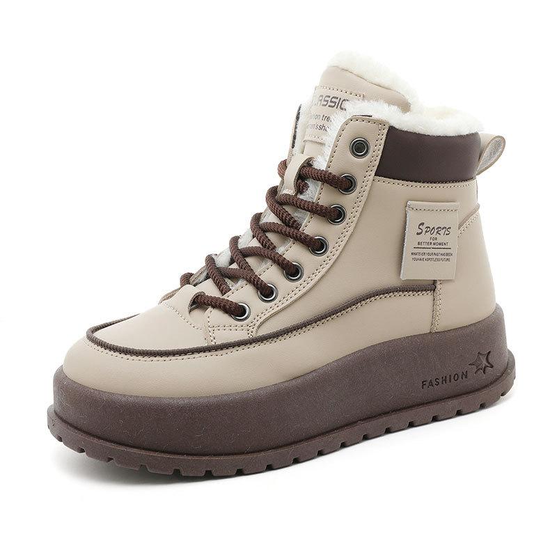 KT2811 new winter velvet women's middle help color matching warm cotton shoes student simple casual cotton shoes