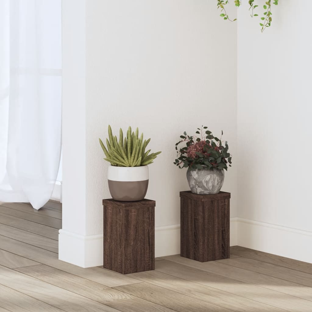 Pflanzenständer 2 Stück Braun Eichenoptik 10 x 10 x 18 cm Holzwerkstoff