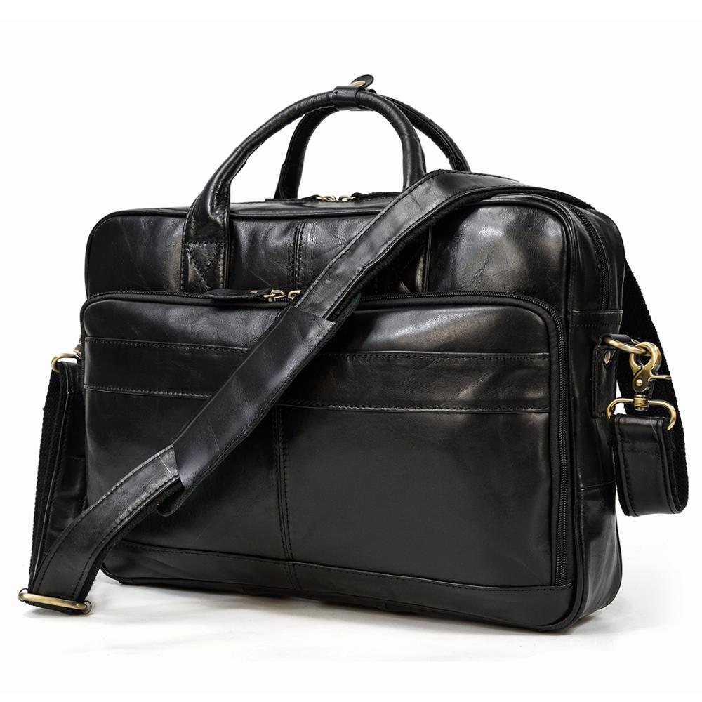 Retro Laptop Briefcase Bag Genuine Leather Handbags Casual 15.6" Business Bag Daily Working Tote Bags Men Male Bag for Documents