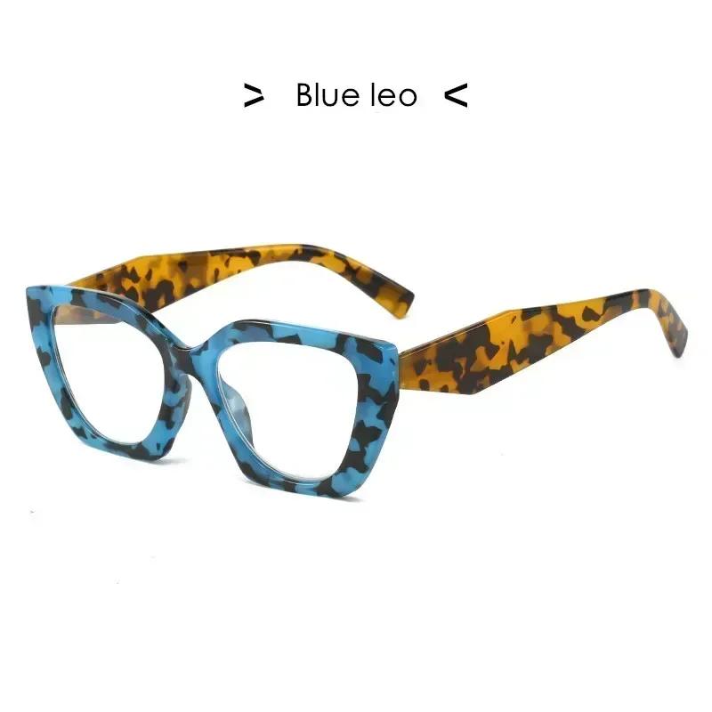Oversized Unisex Far Sight Eyeglasses Large Frame Cat Eye Presbyopia Glasses Trendy Leopard Print Reading Glasses