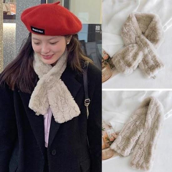 Ekieta Scarf Ladies Fluffy Soft Insert Type Winter Popular Warm Neck Warmer Cold Protection Christmas Birthday Gift Accessories