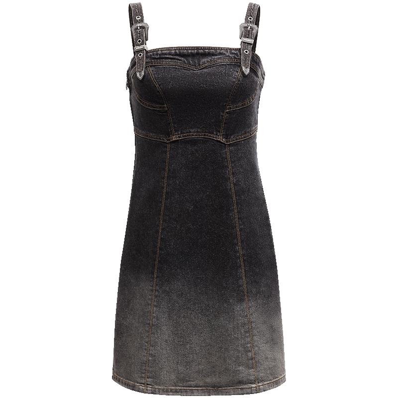 

ONLY 2024 Retro Gradient Denim Suspender Dress L
