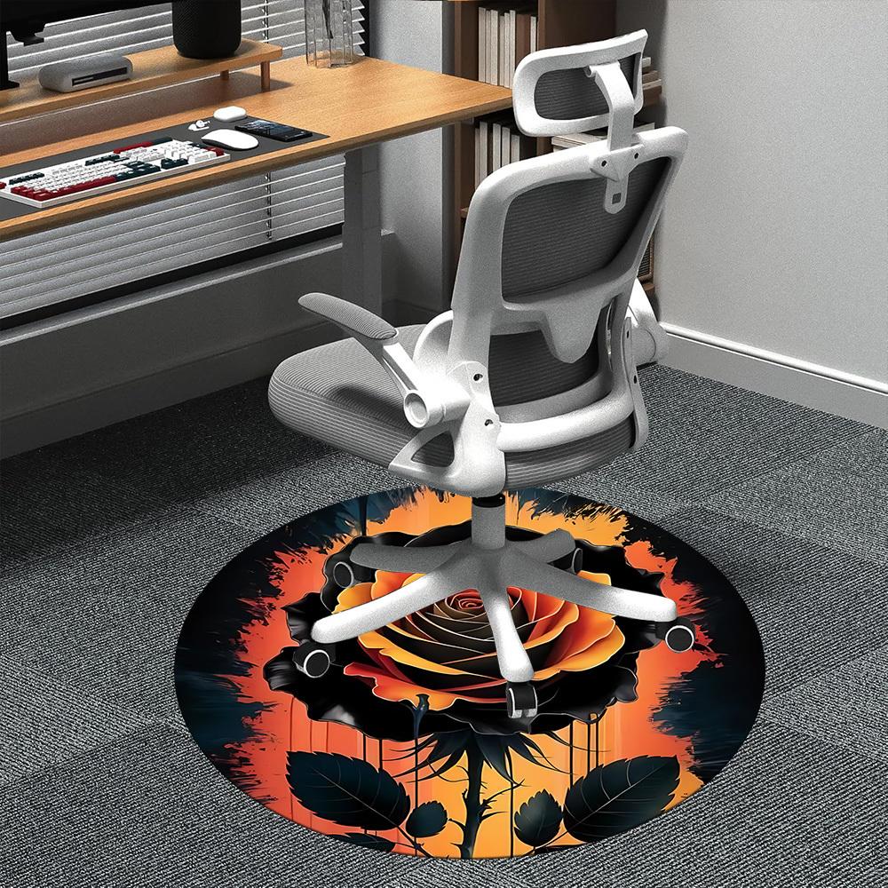 1pc Rose Bloom Office Round Area Rug, Indoor Mat Suitable ForOffice, Under Office Chairs Bedroom Living Room Home Decor, Room Deco,  n41