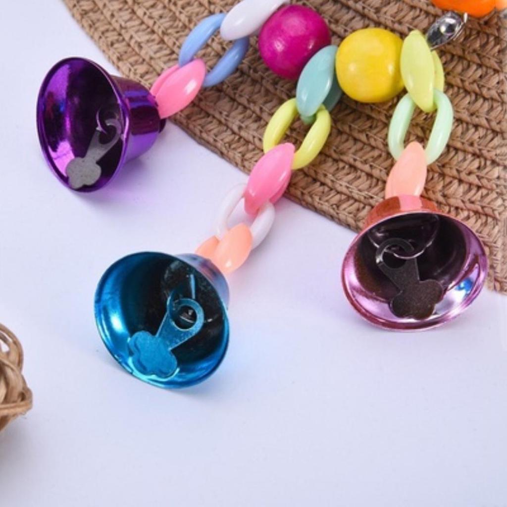 Pet Bird Bell String Chain Parrot Bite Zabawka do żucia Wisząca dekoracja klatki
