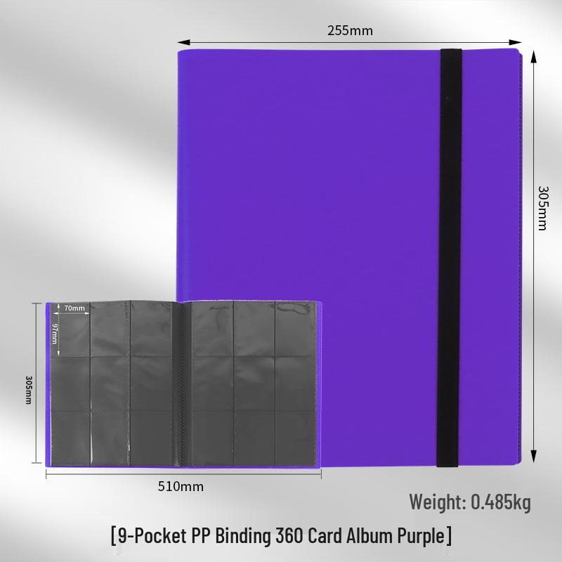 4-Pocket Solid Color PP Card Storage Album with Elastic Band, Large Capacity for Game Cards or Photos - Holds 160 Cards