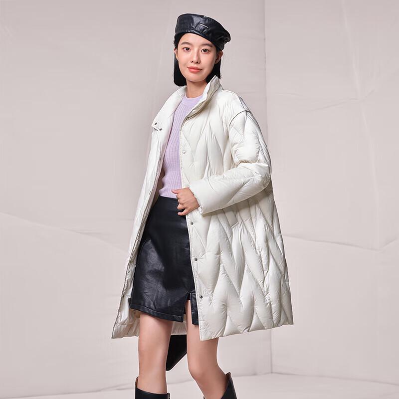 Tanboer Women's Loose-fit Mid-length Stand Collar Down Jacket TB233626