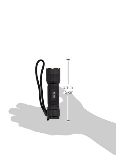 ELPA Waterproof LED Aluminum Flashlight, 400lm (Black/Battery-Powered), with Hand Strap (DOP-EP340)