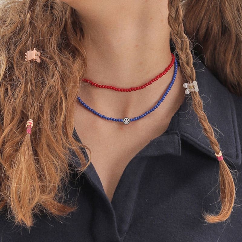 JUNEJUNE SPACE Smile Beads Necklace_Blue