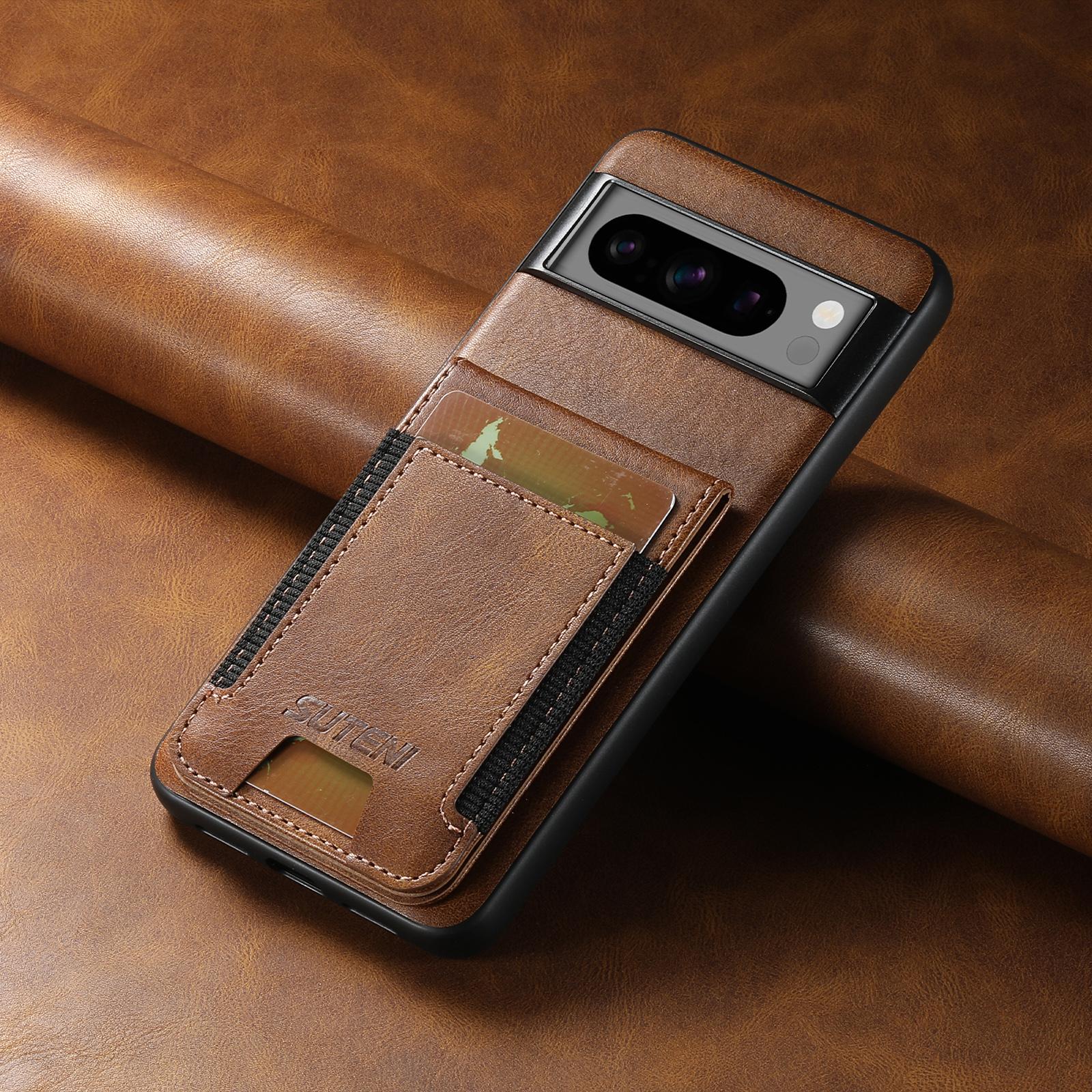 

SUTENI Flip Leather Phone Cases Wallet Card Hoder Magnetic Cover Case For Google Pixel 8 7 6 Pro 6A 7A 8A Google Pixel 9 Pro коричневий