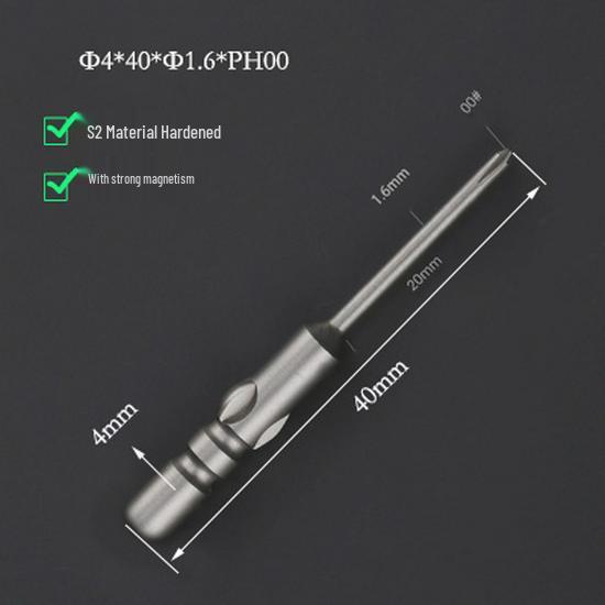 S2 Steel High Hardness 4mm Magnetic Phillips Electric Screwdriver Bit, Round Head.