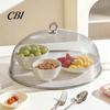 Protective Food Mesh Screen for Fruit Stainless Steel Cover with Handle, Round Portable Sturdy Metal Snacks Protector, Durable Guard Dishes