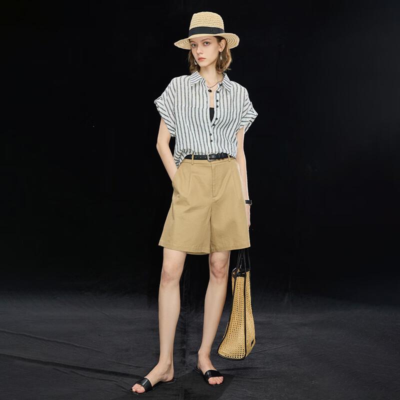 Women's 100% Linen Sleeveless Striped Shirt