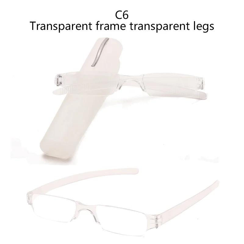 Small Reading Glasses Pen Holder Ultra Light Transparent Presbyopic Spectacles Portable Unisex Jelly Color Reading Eyewear
