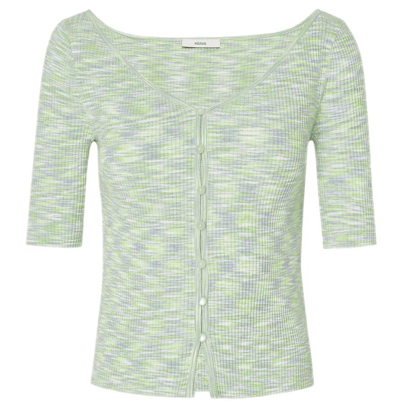 

Женский трикотажный топ с V-образным вырезом и коротким рукавом M