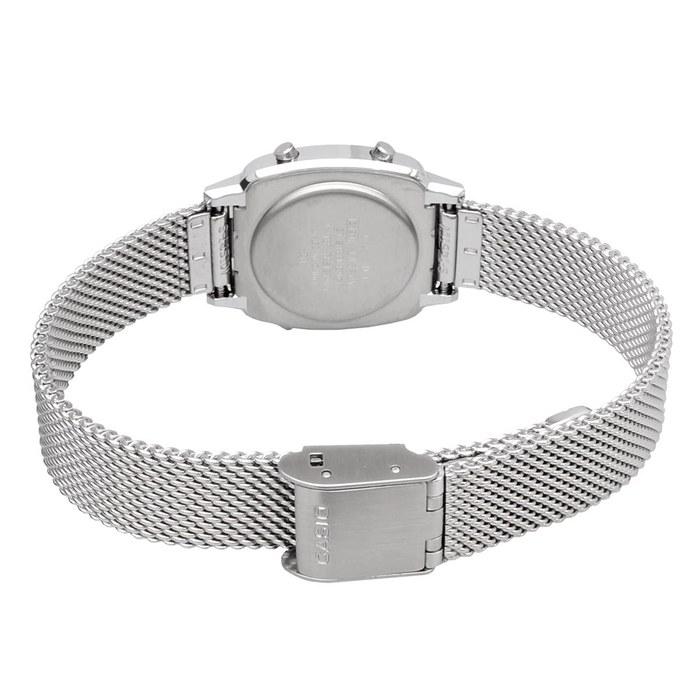 [Casio] LA670WEM-7 Women's Digital Watch - Silver Mesh Band