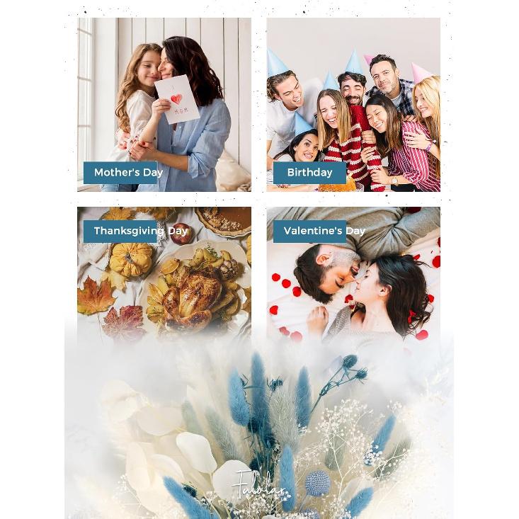 Natural Dried Flower Bouquet, Real Flower Arrangements Preserved Flowers Mix Bouquet, Varieties Flowers for Vase, Floral Arrangement for Home Wedding