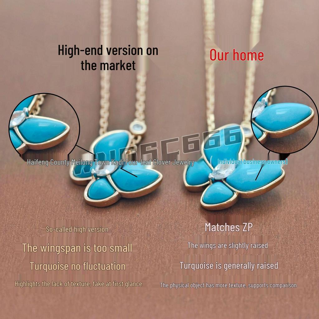 18K Rose Gold Plated Sterling Silver Butterfly & Clover Necklace with White Mother-of-Pearl