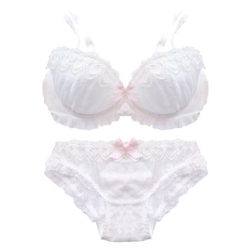 

[SweetPOP] Cute and Adorable Girl s Dress Underwear Set, Dress Bra and Dress Shorts, Bra & Shorts Set for Schoolgirls (White, 85B (XL))
