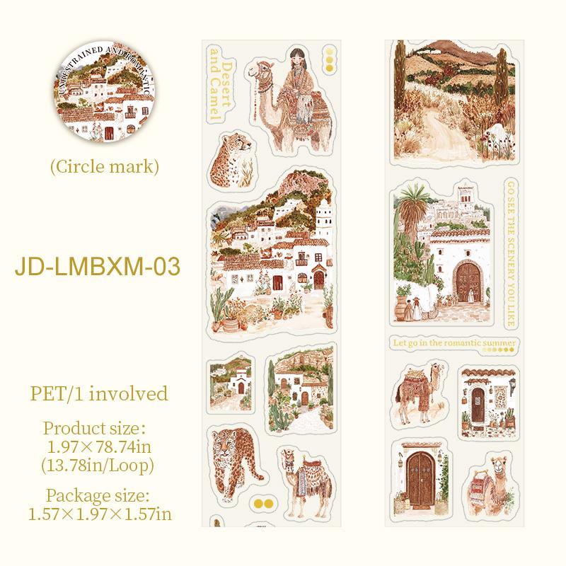 JIANWU Romantic Bohemian Series Vintage Plant Flower Character Material Collage PET Tape Creative DIY Journal Stationery