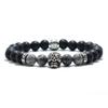 Vintage Skull Bracelet For Men 8mm Black Onyx Stone Beaded Braslet Gothic Pirate Braclet Birthday Present For Boyfriend Pulseras