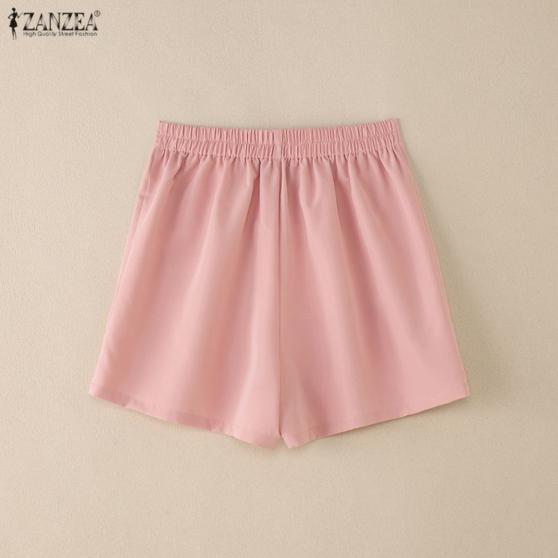 ZANZEA Women Summer Solid Color Loose Casual Short Pants