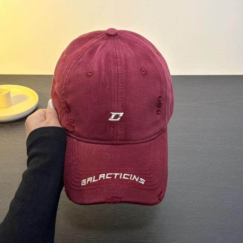 Spring And Summer Edging Ripped Embroidery Letters Baseball Cap Female Simple Fashion Versatile Hat Cap Male