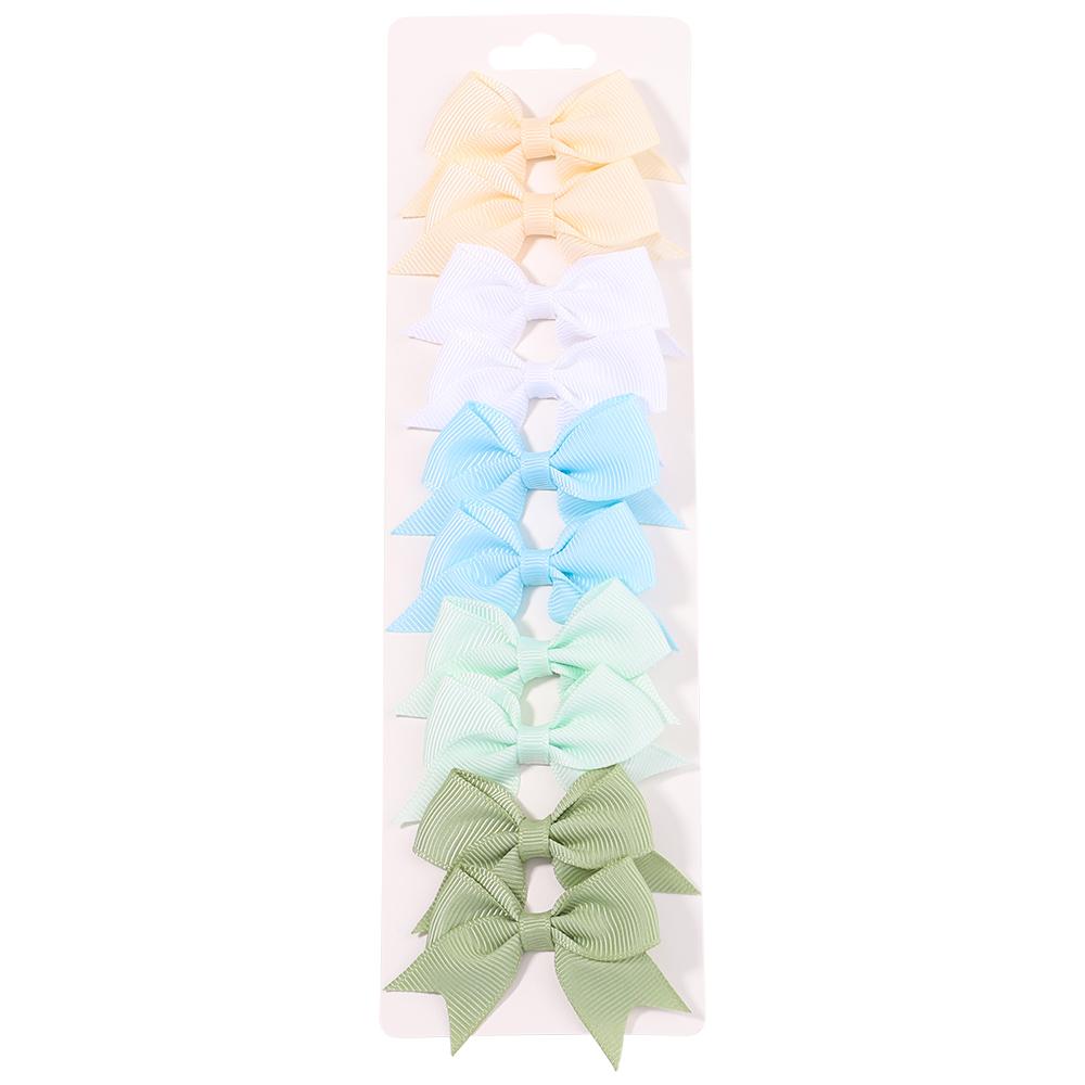 10PCS/Set 2.4Inches Solid Hair Bows With Hair Clips For Girls Headwear New Handmade Bowknot Barrettes Cute Kids Hair Accessories