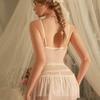 Lace Patchwork Mesh Bridal Cardigan and Thong Lingerie Set