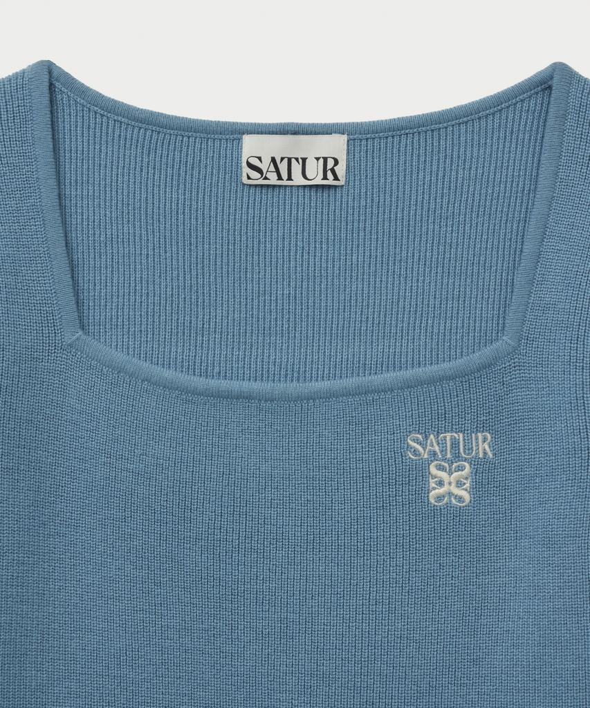 Seteo (W) Square Neck Knit Long Sleeve Blue