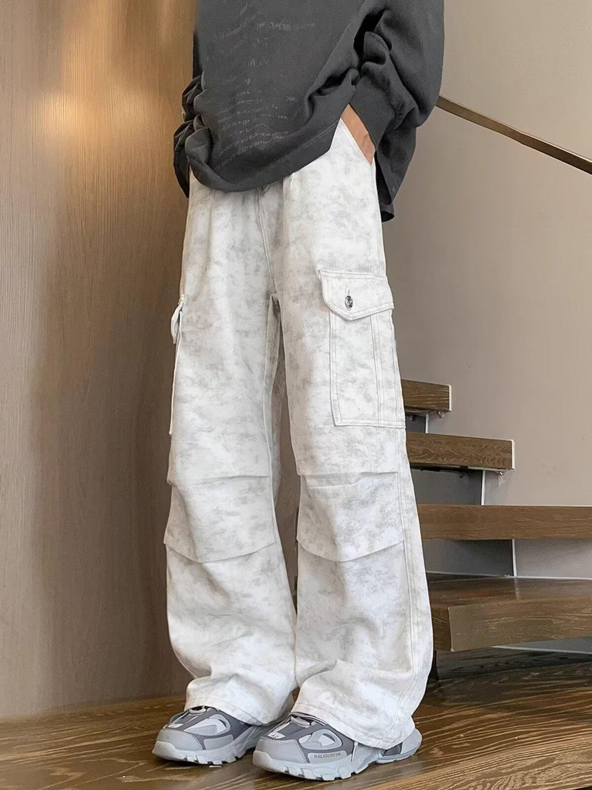 JYL Men s Cargo Pants Marble Pleated Paratrooper Winter Vintage American Denim S сплав оранжевый