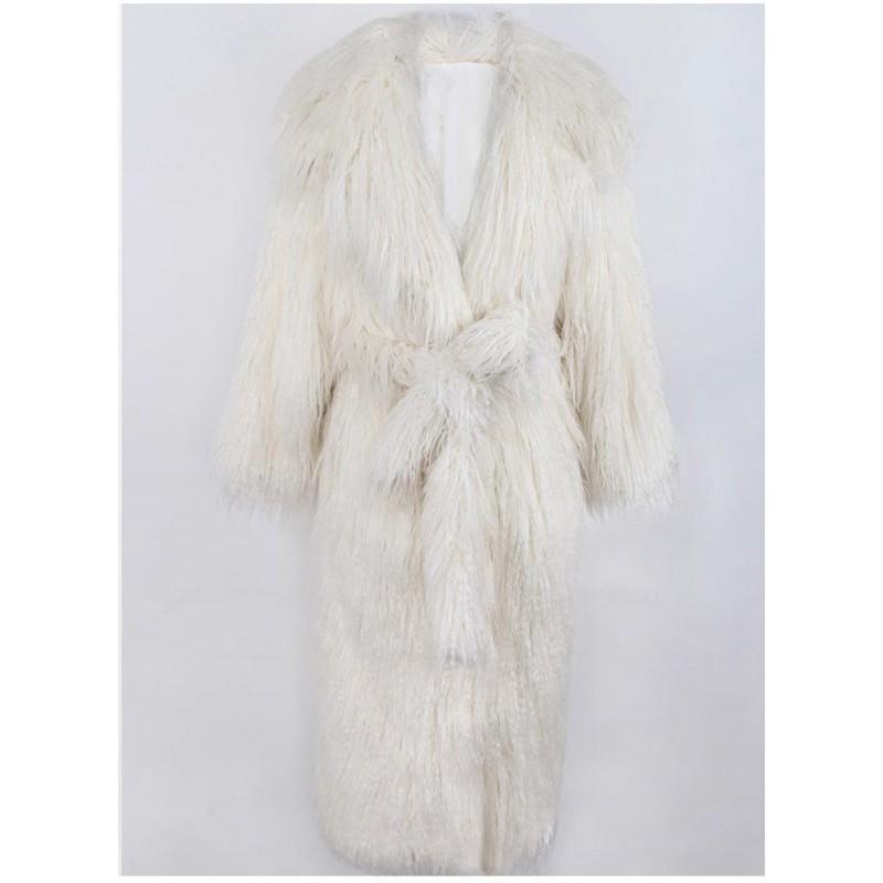 Womens Long Faux Fur Coat With