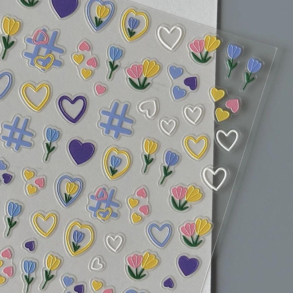 Self Adhesive Nail Sticker Tulip Decal Nail Art Sticker Cartoon Stickers  for Nail Art Decoration