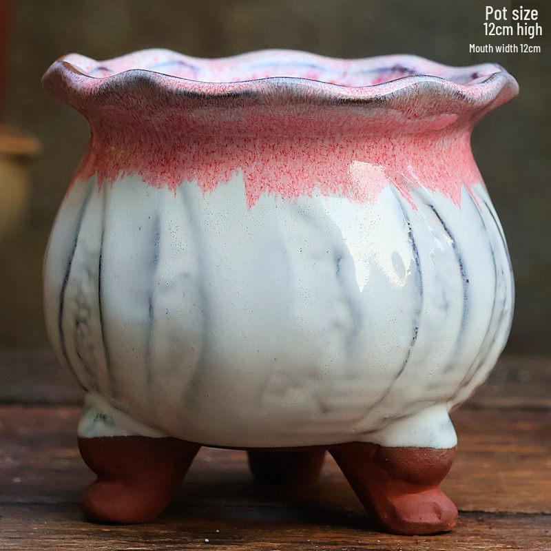 Handmade Retro Zisha Ceramic Pot for Succulents, Orchid, and Asparagus - Breathable Small Flower Pot