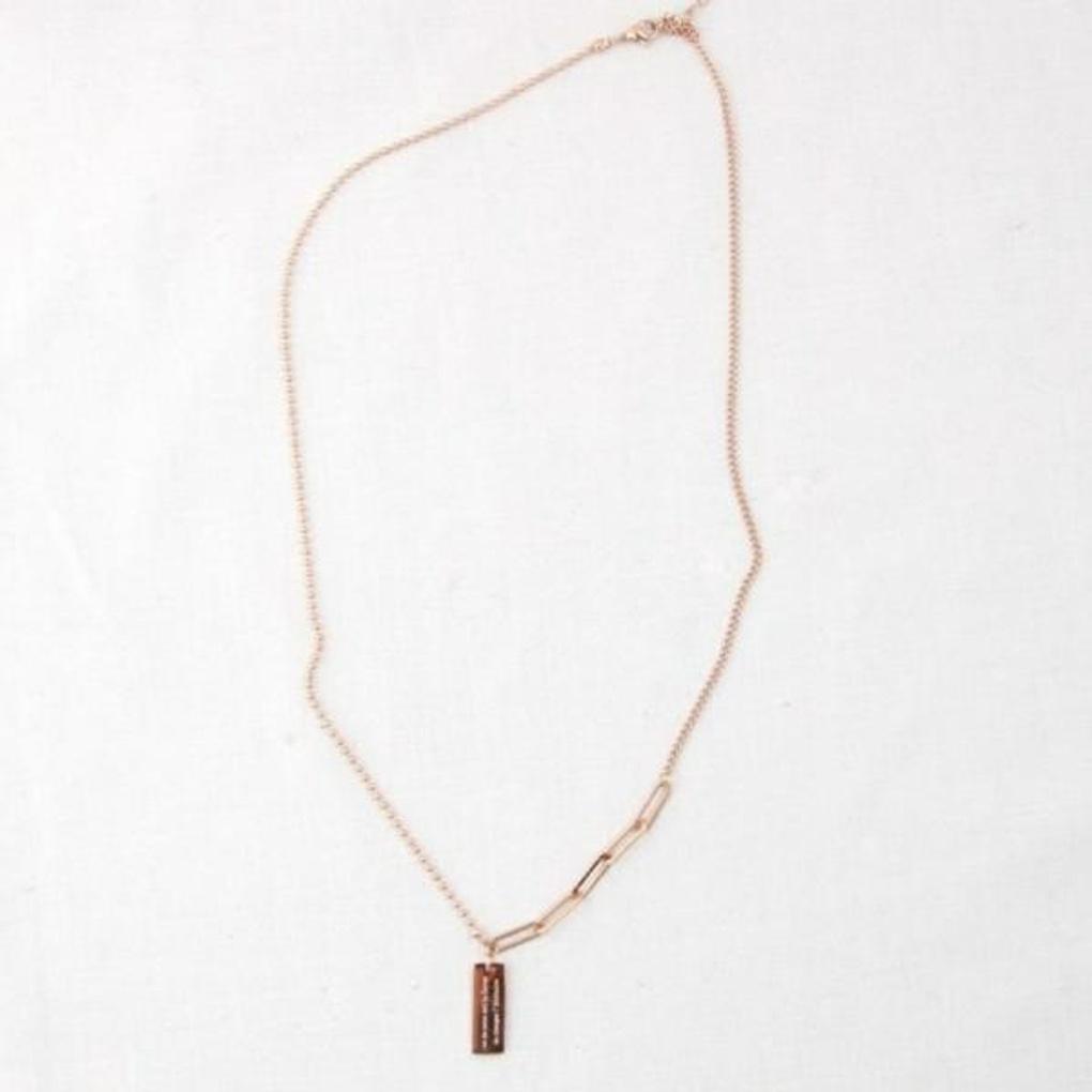 Atria Chain Mix Unbalanced Surgical Steel Pink Gold Necklace EWSSNSC0009