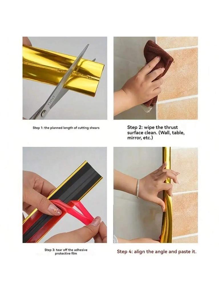 1PC 5M/196.85in Self-Adhesive Wall Corner Decor Strip Anti-collision Mirror Wall Sticker Internal External Corner Decor Strip